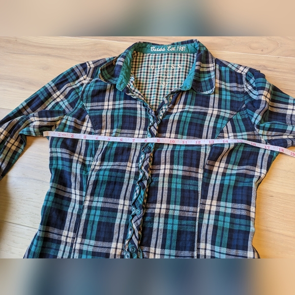 Guess - Plaid with Gold Shimmer & Ruffle - Sz S - Picture 5 of 6